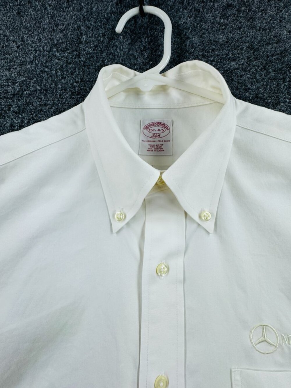 Brooks Brothers Mercedes Benz Logo 15.5 4/5 Men White Non-Iron Button-Down Shirt
